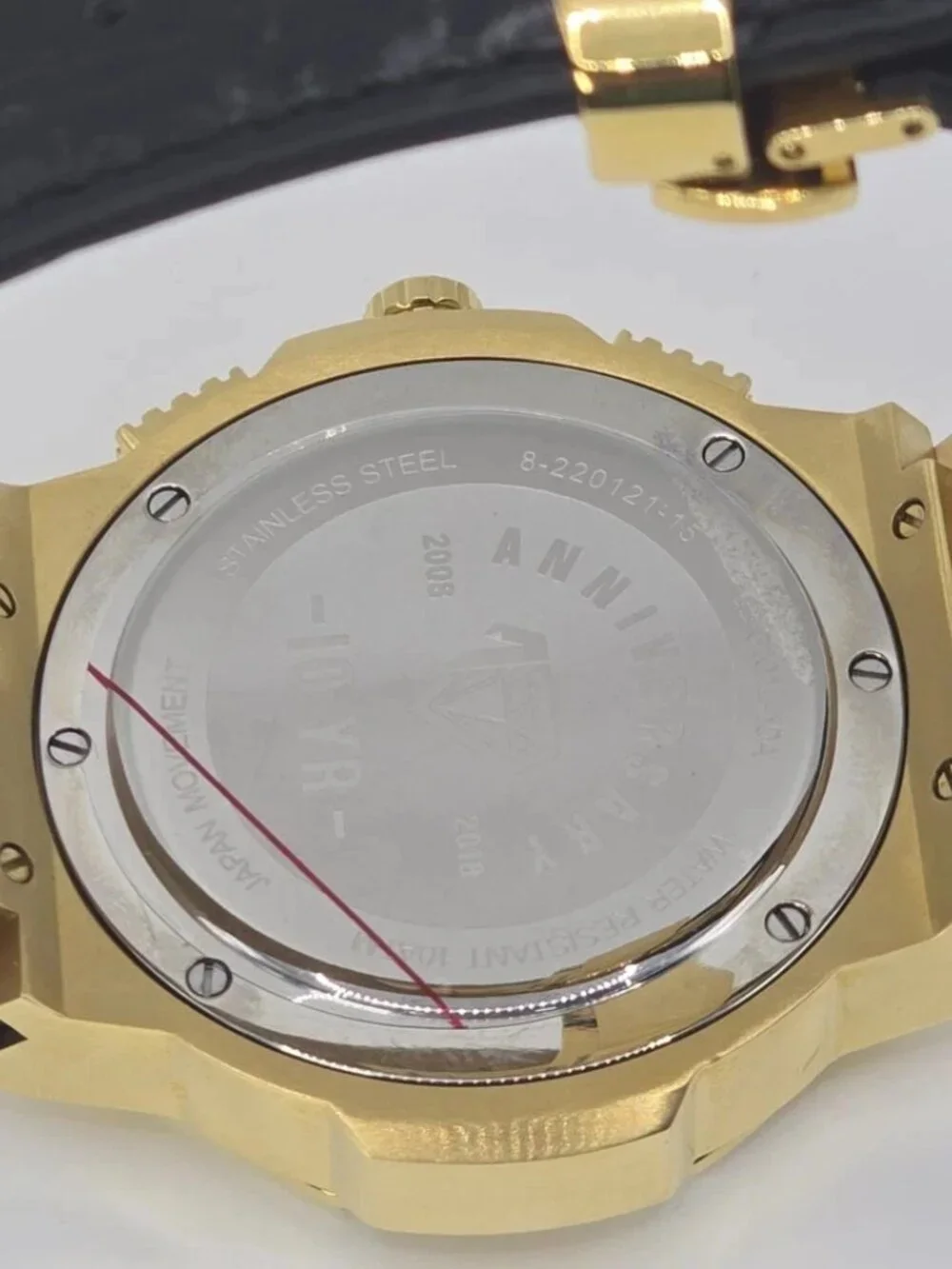 JBW Mens 10-Year Anniversary Gold-Tone Diamond Chronograph Watch